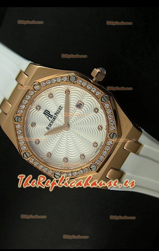 Audemars Piguet Royal Oak, Reloj de mujer, réplica de Cuarzo, caja color Oro Rosado