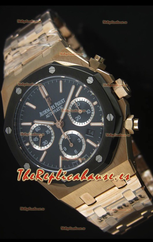 Audemars Piguet Royal Oak Oro Rosado, Dial en Cerámica color Azul - Réplica en escala 1:1