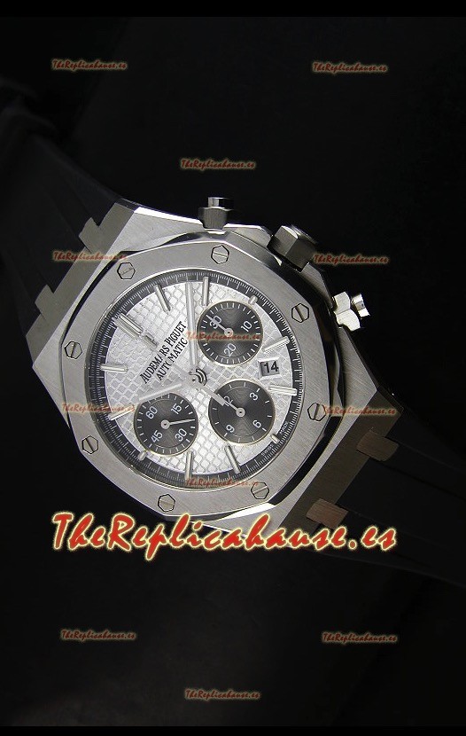 Audemars Piguet Royal Oak Reloj Cronógrafo en Acero Inoxidable Caja y Bisel en Blanco
