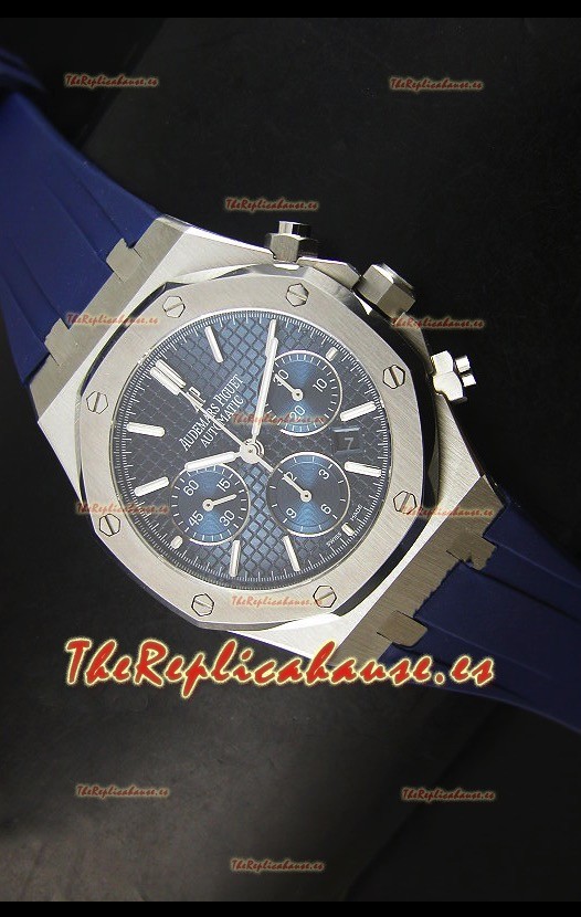 Audemars Piguet Royal Oak Reloj Cronógrafo en Acero Inoxidable Caja y Bisel en Azul