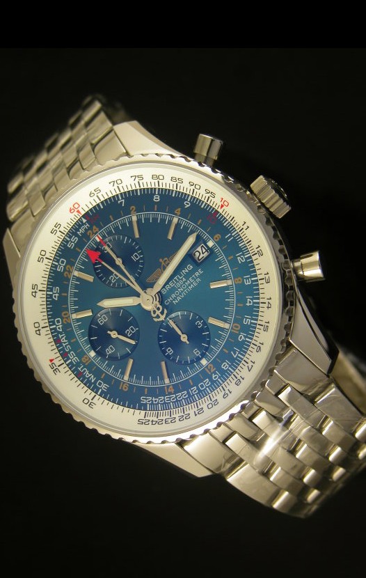 Breitling Navitimer World GMT - Ultima Edición Réplica a Escala 1:1 Dial Azul