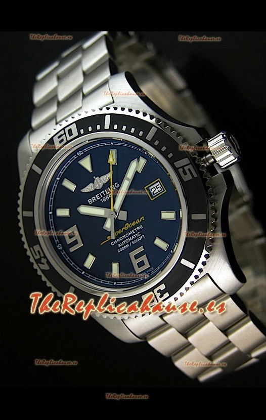 Breitling SuperOcean Abyss Réplica Suiza – REPLICA ESPEJO – 44 mm con marcadores amarillos 