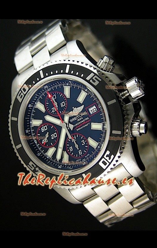 Breitling SuperOcean Abyss Réplica Suiza – REPLICA ESPEJO – 44 mm con marcadores rojos 