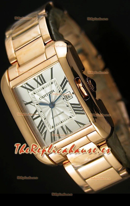 Cartier Tank Anglaise Mid Sized, Reloj Réplica Suiza color Oro Rosado - Réplica en escala 1:1