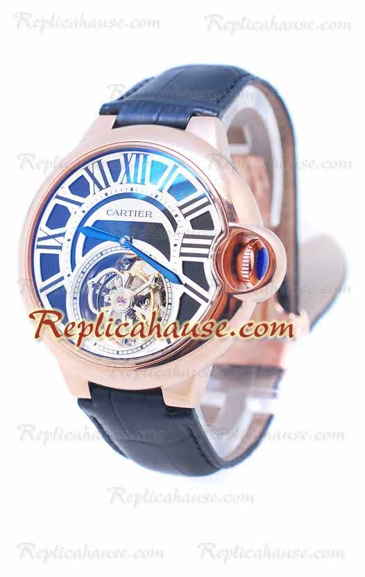Cartier Ballon de Bleu Flying Tourbillon Rose Gold Reloj Cara Negra