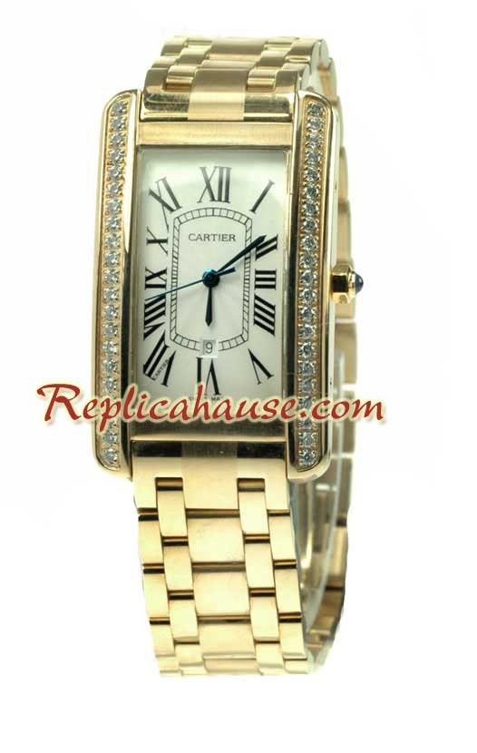 Cartier Santos Tank Americaine Suizo Dama - Gold Reloj