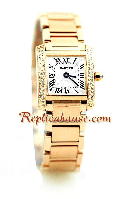 Cartier Tank Francaise Suizo - - Dama - tamaño Oro Rosa