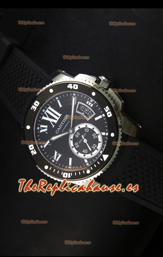 Calibre De Cartier Reloj con Caja de Acero 42MM Dial Negro - Reloj Réplica Espejo 1:1
