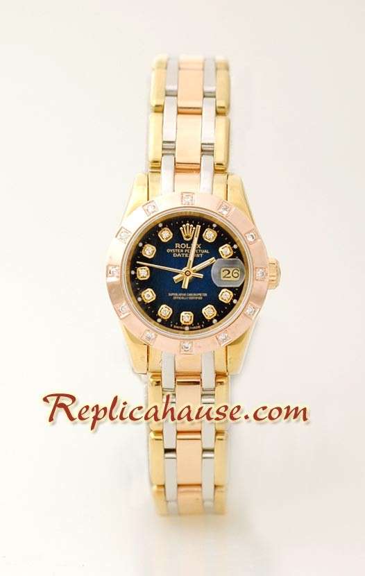 Rolex Réplica Datejust - Tres Tonos - Dama -