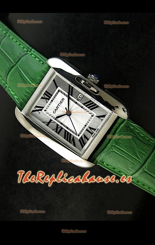 Cartier Tank para damas Réplica Cascasa de acero/Malla verde