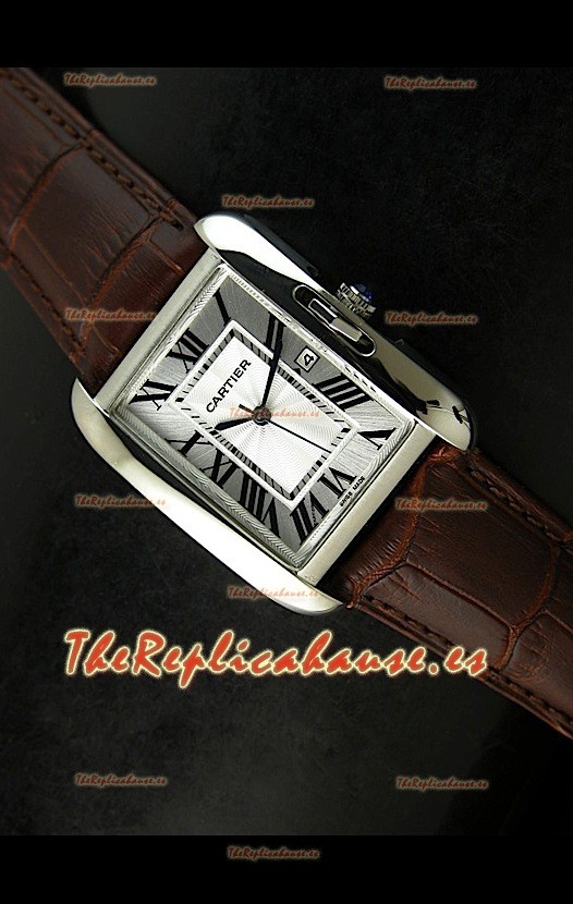 Cartier Tank para damas Réplica Cascasa de acero/Malla castaña