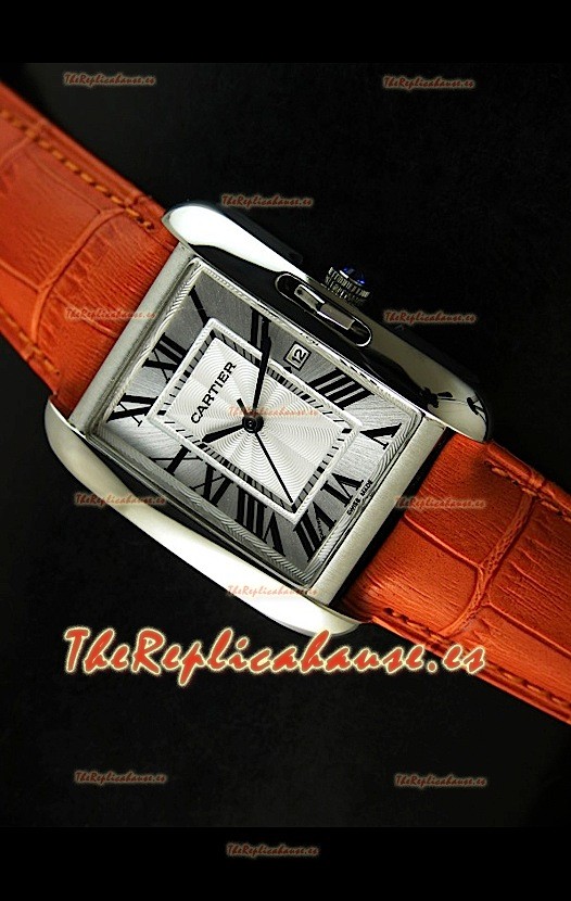 Cartier Tank para damas Réplica Cascasa de acero/Malla naranja 