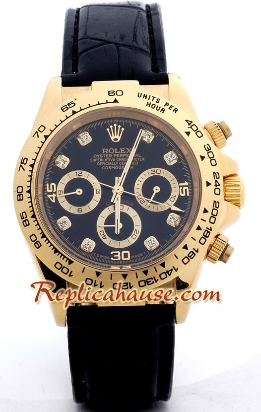 Reloj Rolex Réplica Daytona Oro 18K con correa de cuero