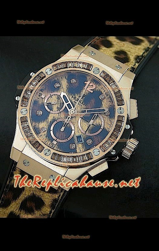 Hulbot Big Bang Edición Leopard de oro rosado