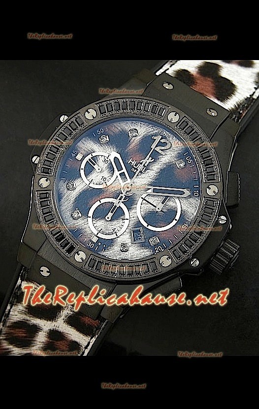 Hulbot Big Bang Edición Leopard con estuche revestido en PVD