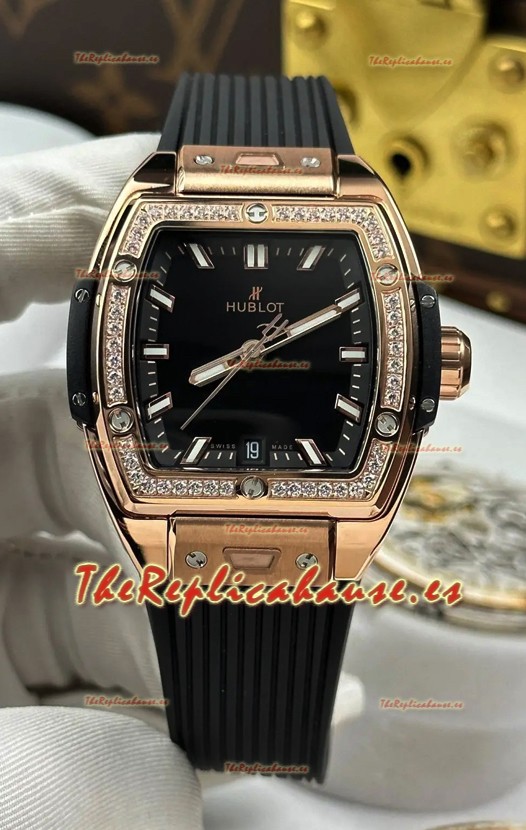 Reloj Hublot Spirit of Big Bang de oro rosa con esfera negra de 39 mm, superclon