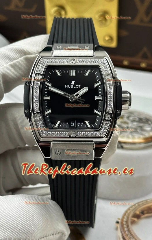 Reloj Hublot Spirit of Big Bang con caja de acero y esfera negra de 39 mm, superclon