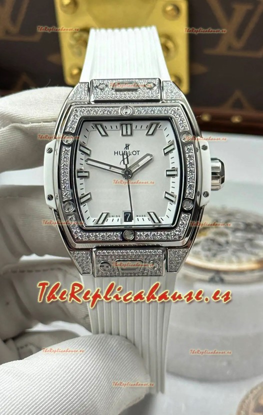 Reloj Hublot Spirit of Big Bang con caja de acero y esfera blanca de 39 mm, superclon