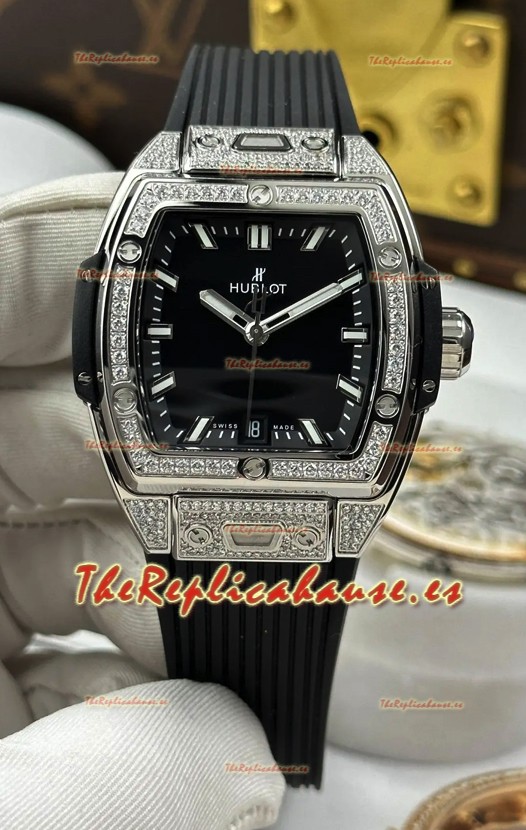 Reloj Hublot Spirit of Big Bang con caja de acero y esfera negra de 39 mm, superclon