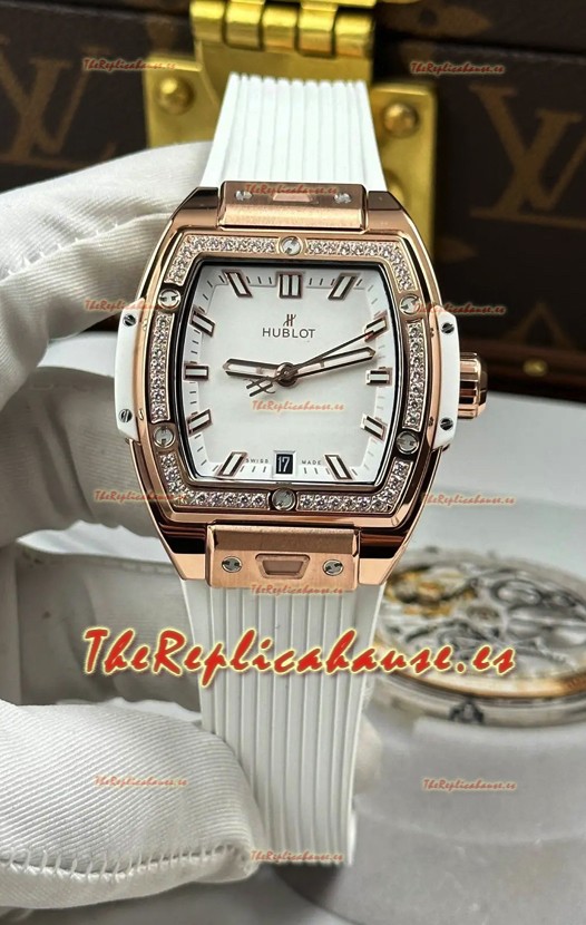 Reloj Hublot Spirit of Big Bang de oro rosa con esfera blanca de 39 mm, superclon