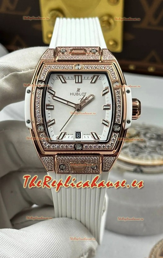 Reloj Hublot Spirit of Big Bang de oro rosa con esfera blanca de 39 mm, superclon