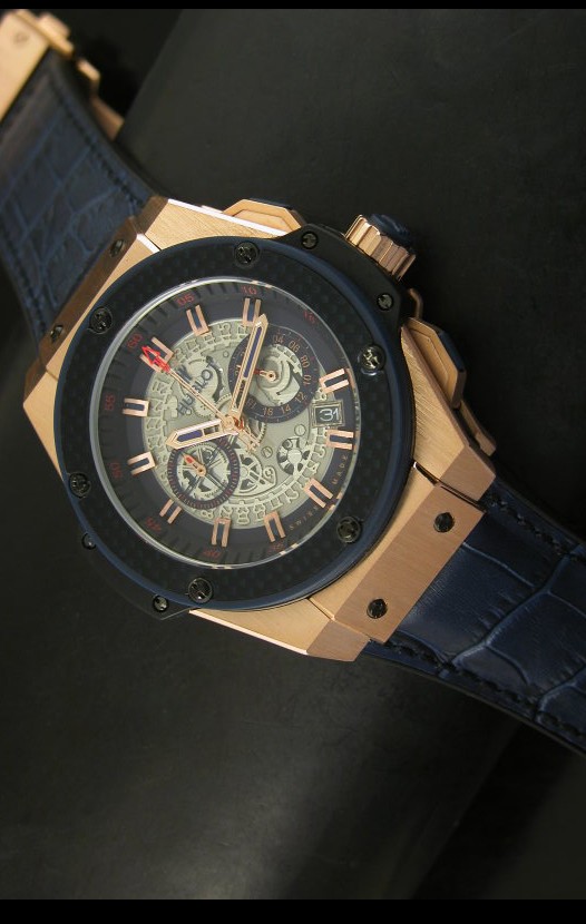 Hublot Big Bang King Reloj de Cuarzo Suizo en Oro Rosado Dial tipo Skeleton 45MM
