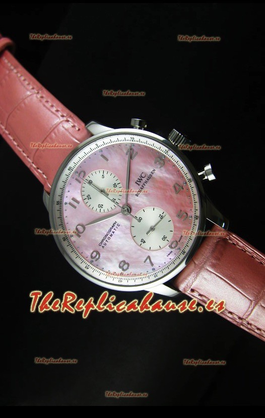 IWC Portuguese Cronógrafo Reloj Réplica Suizo Dial en Rosa Perla - Edición Réplica Espejo 1:1