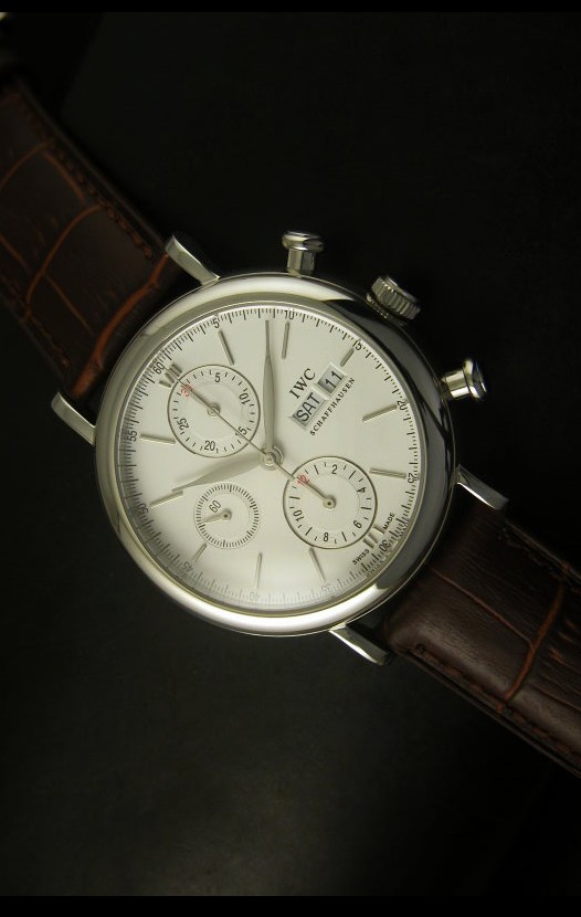 IWC Portofino Reloj Suizo Cronógrafo en Caja de Acero, Dial Blanco