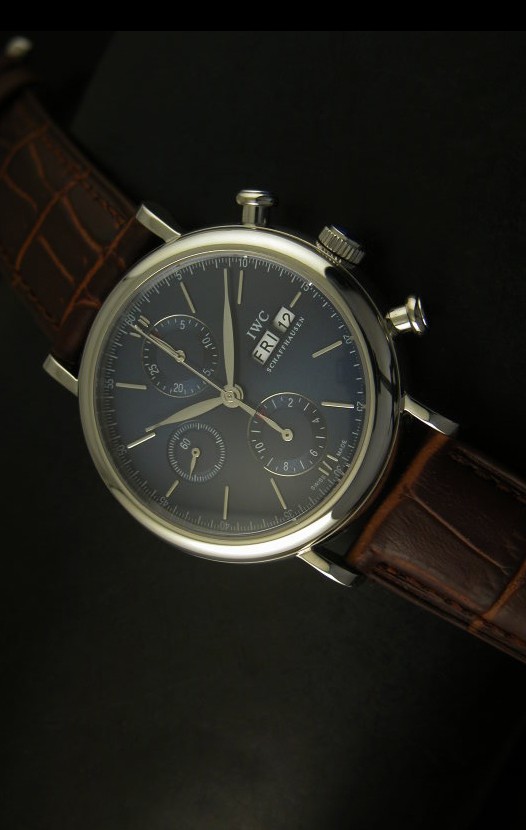 IWC Portofino Reloj Suizo Cronógrafo Caja en Acero Inoxidable Dial Gris