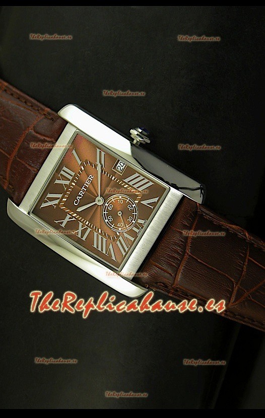 Cartier Tank Anglaise, Reloj Réplica Japonesa, caja de Acero, Dial color Marrón, tamaño 34MM