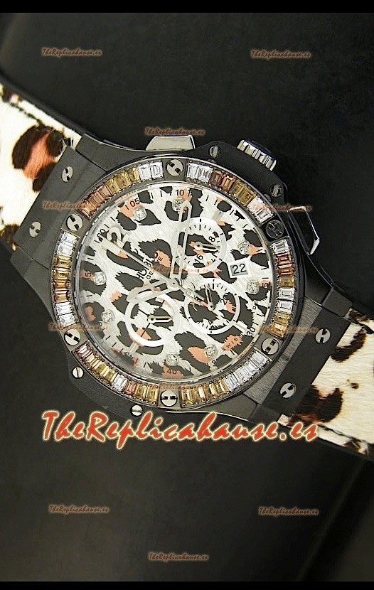 Hublot Big Bang Edición White Zebra Bang, Reloj 34MM, caja con recubrimiento PVD en Negro