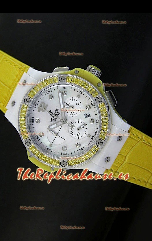 Hublot Big Bang para mujeres, Edición Tutti Frutti, Correa Amarilla, tamaño 34MM