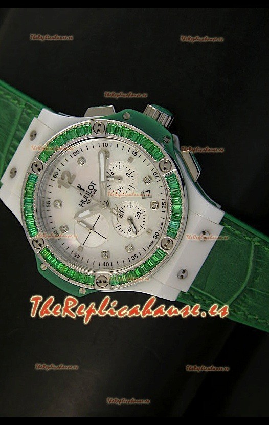 Hublot Big Bang para mujeres, Edición Tutti Frutti, Correa Verde, tamaño 34MM