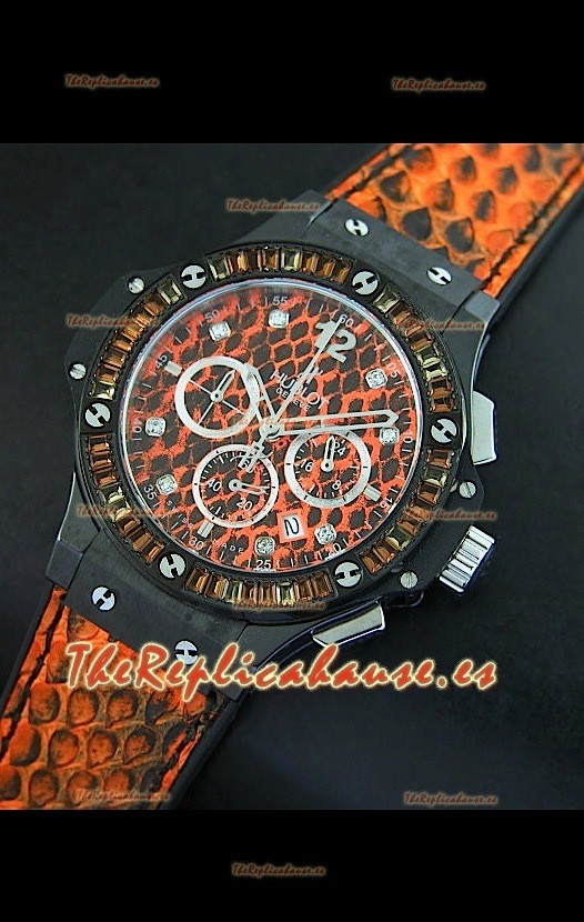 Hublot Big Bang para mujeres, Reloj 34MM movimiento de cuarzo, Dial/Correa en Naranja
