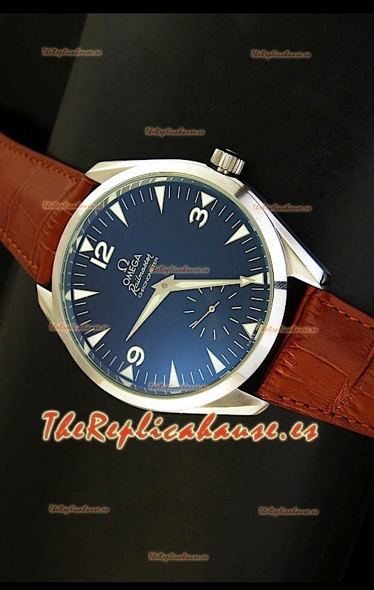 Omega Seamaster Railmaster, Reloj Réplica Japonesa, correa de cuero marrón