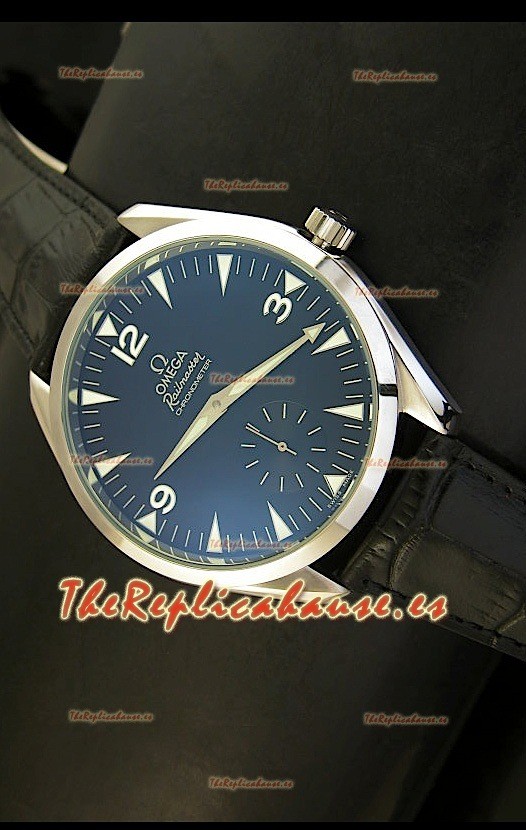 Omega Seamaster Railmaster, Reloj Réplica Japonesa, correa de cuero negro