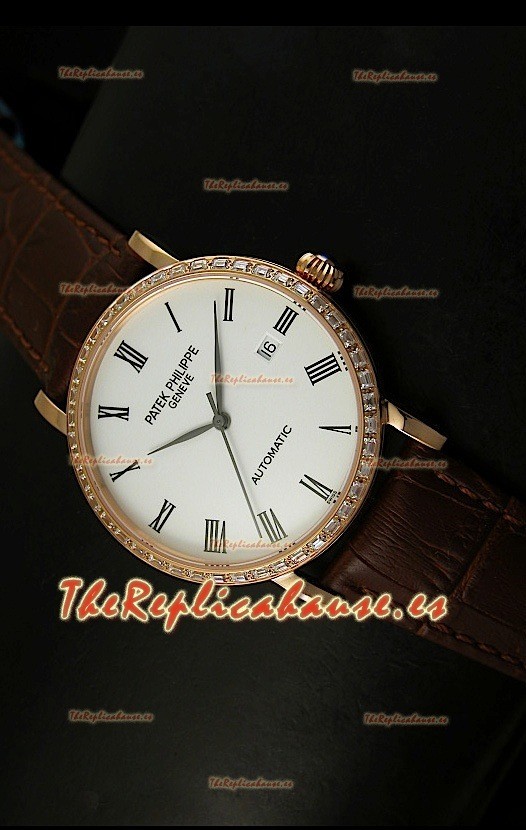 Patek Philippe Calatrava 5120 Reloj Réplica Suiza en Oro Rosado - Horas en Números Romanos