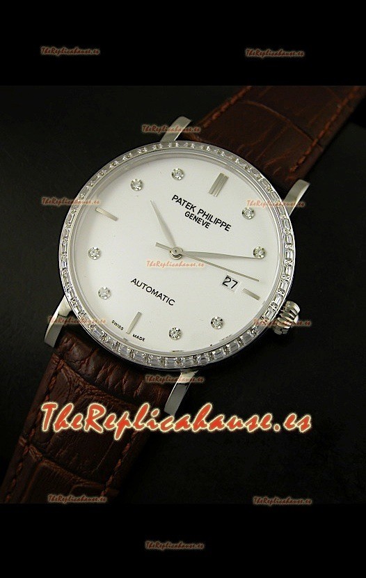 Patek Philippe Calatrava 5298 Reloj Réplica Suiza en Acero - Horas en Diamantes