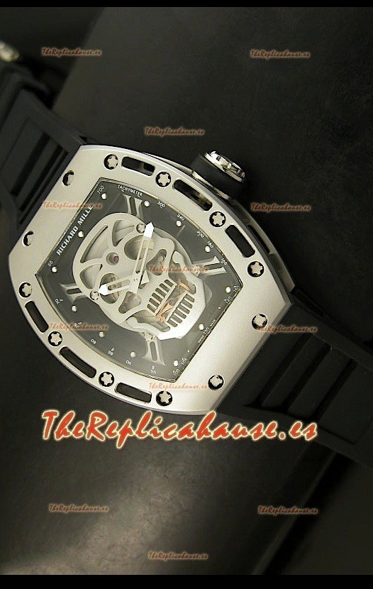 Richard Mille RM052 Skull Tourbillon Reloj Réplica Suiza Caja de acero cepillado
