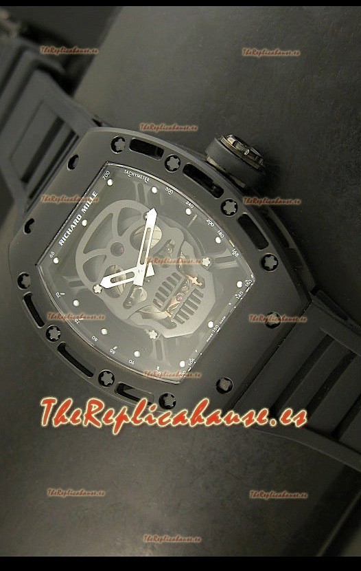 Richard Mille RM052 Skull Tourbillon Reloj Réplica Suiza Caja con recubrimiento PVD
