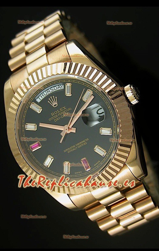 Rolex Day Date II, Reloj Réplica Suiza 41MM - Dial Negro - réplica en escala 1:1