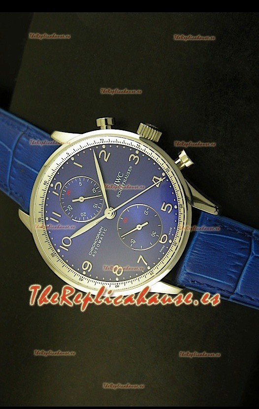 IWC Portuguese Reloj Réplica Suiza cronógrafo en Acero, edición réplica, escala 1:1