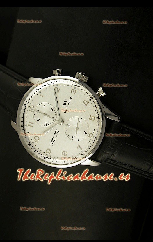 IWC Portuguese Reloj Réplica Suiza cronógrafo en Acero, edición réplica, escala 1:1
