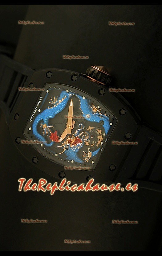 Richard Mille RM057 Tourbillon Jackie Chan Reloj Réplica Suiza caja con recubrimiento en PVD