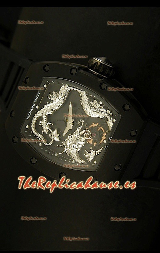 Richard Mille RM057 Tourbillon Jackie Chan Reloj Réplica Suiza caja con recubrimiento en PVD