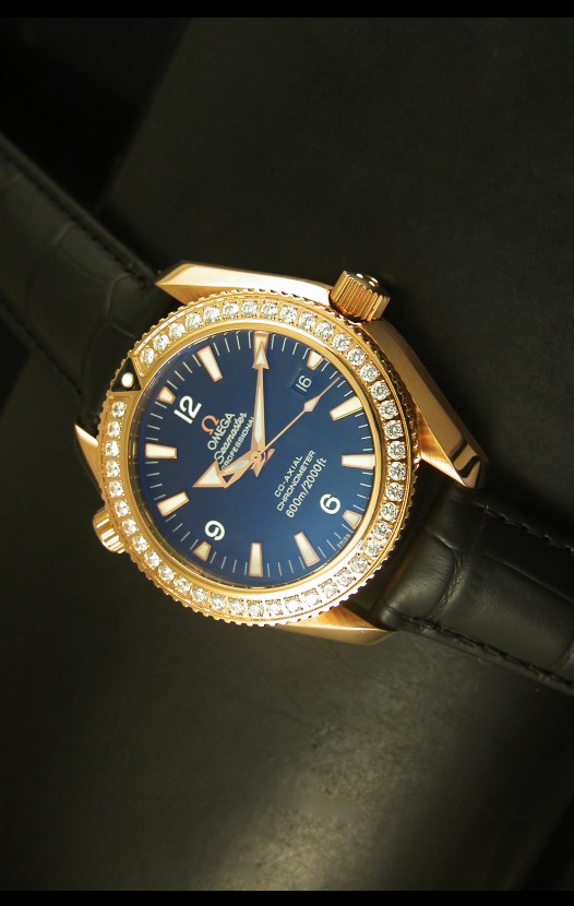 Omega Planet Ocean Reloj chapado en Oro Rosado con Diamantes