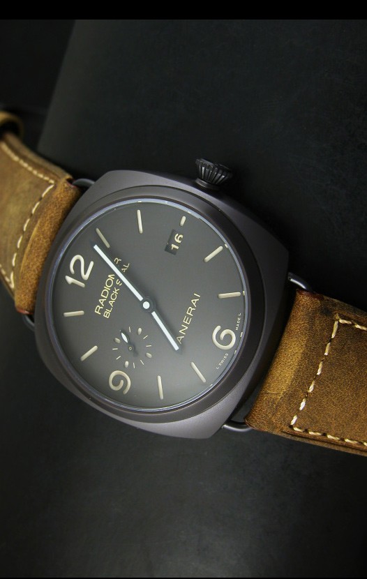 Panerai Radiomir PAM505 Reloj Suizo Sello Negro Edición 3 Dias con Caja revestida en DLC