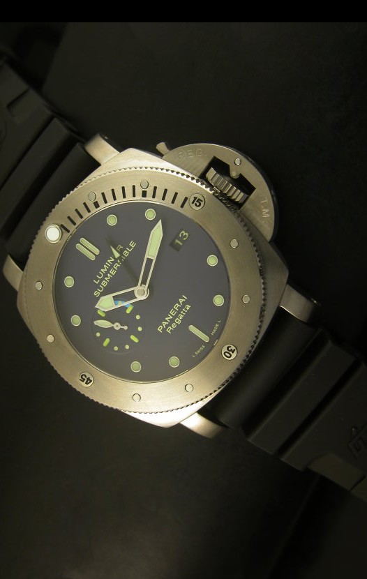 Panerai Luminor PAM371 Submersible GMT Titanium - Reloj Titanio Réplica a Escala 1:1