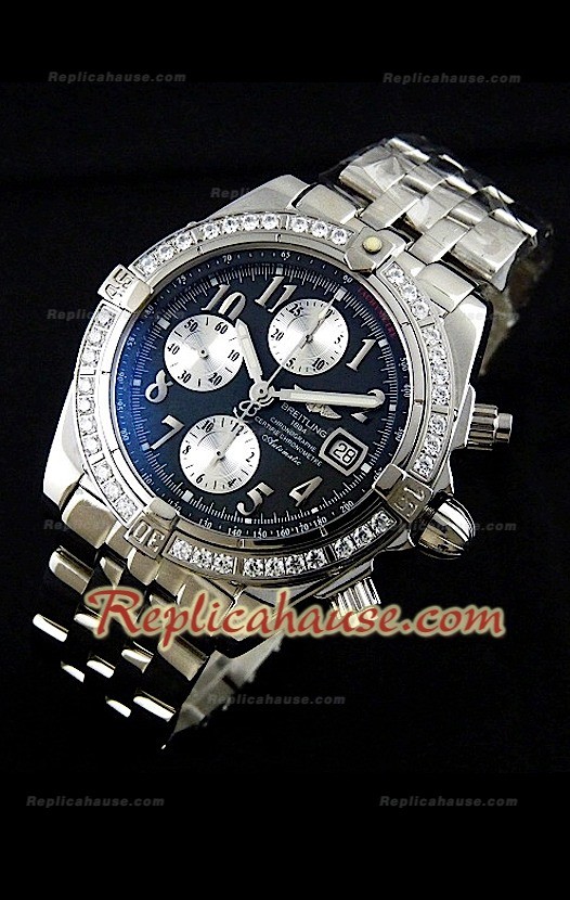 Breitleng Chronomat Evolution Reproducción Reloj Suizo con Diamantes en Bisel