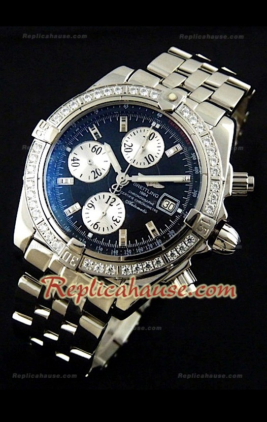 Breitleng Chronomat Evolution Reproducción Reloj Suizo con Diamantes en Bisel